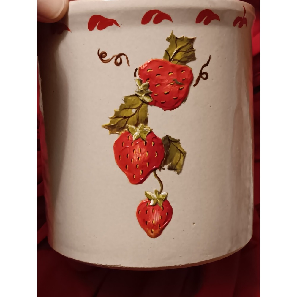 Strawberry Blossoms Utensil Utensils Crock Robinson Ransbottom Roseville Pottery